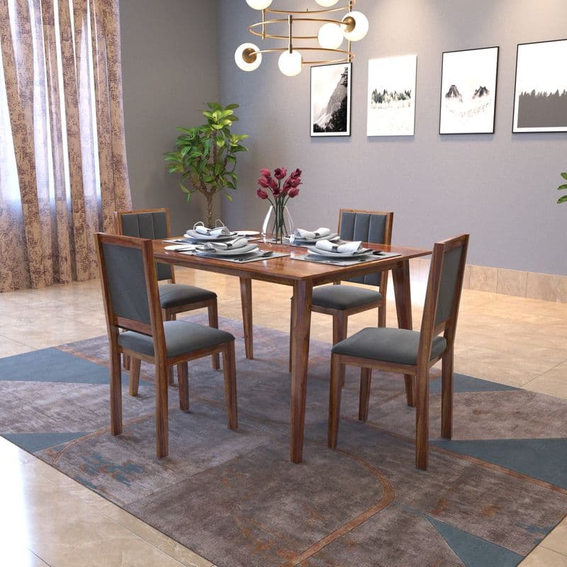 Tiya 4 Seater Dining Set in honey finish (Gray)