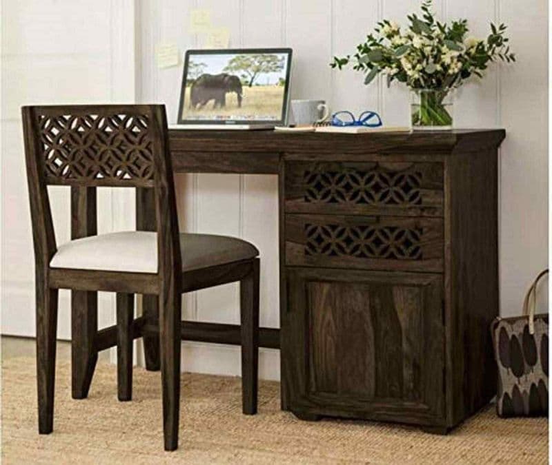 Arlo Study Table in walnut Finish with chair