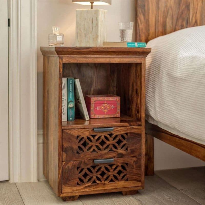 Bryden Bed Side Table In Honey finish